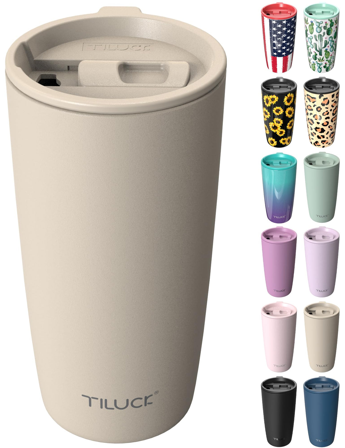 TILUCK 12 oz Insulated Coffee Mug with Lid and Handle