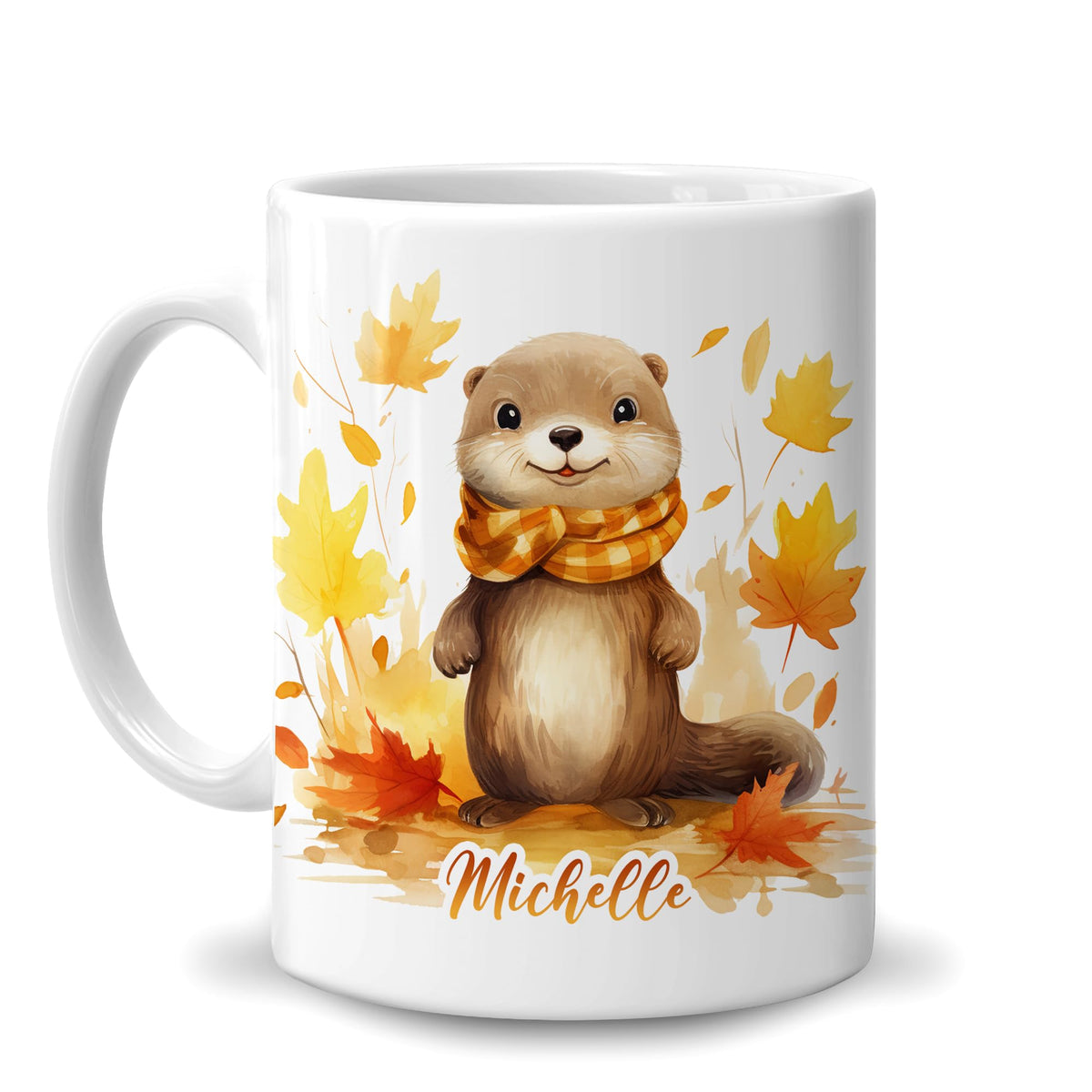 Hyturtle Fall Highland Cow Maple Leave Coffee Mug with Spoon Gift For Women