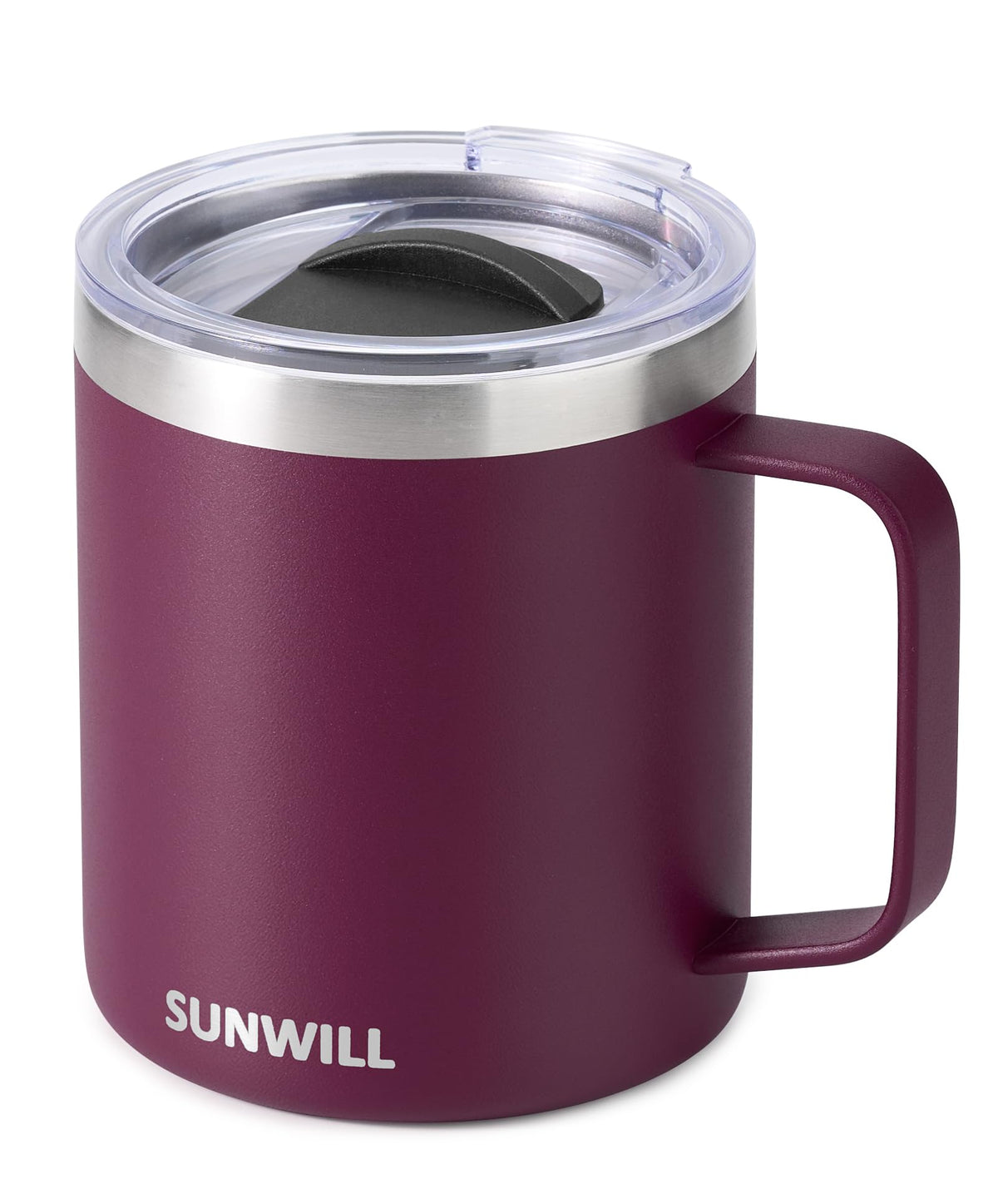 SUNWILL Insulated Coffee Mug, Stainless Steel 14 oz, Splash-Proof Lid