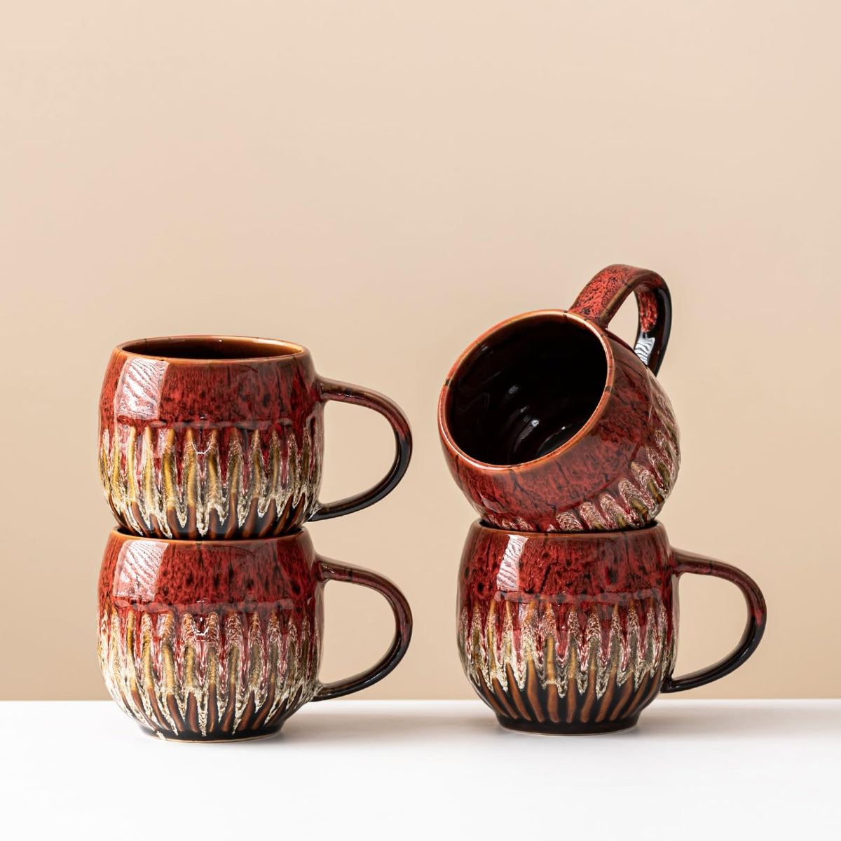Large Ceramic Coffee Mug - 20oz Big Tea Cup, Red