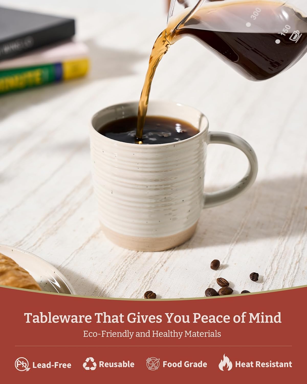 famiware Coffee Mugs Set of 6, 13 oz Mug Set, Ceramic Cup Set with Handle