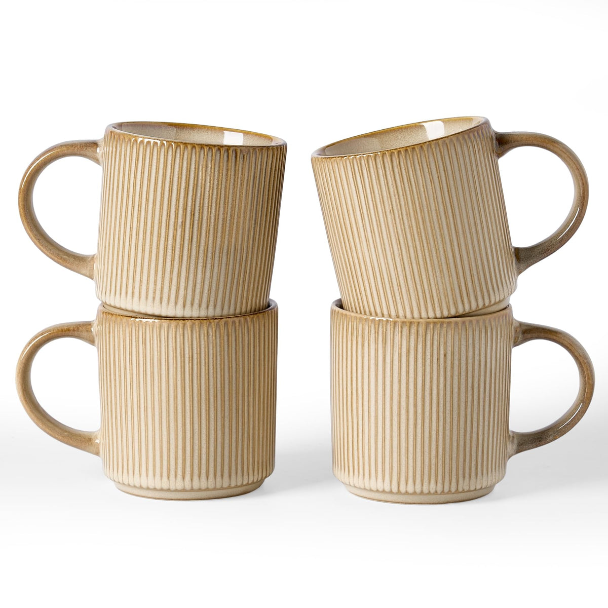 famiware Coffee Mug Set of 4, Star 12 oz Ceramic Mugs Cups Set with Handle