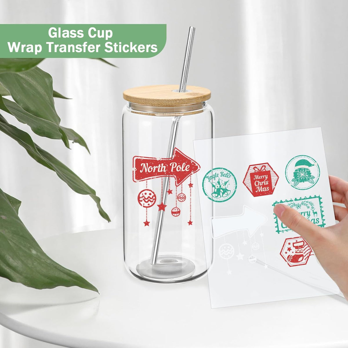 YOUKE OLA 20 Pack Glass Cups with Bamboo Lids and Metal Straw Can Shaped Drinking Glasses, Glass Tumbler Reusable Cute Cups for Whiskey, Iced Coffee, Tea, Soda, Cocktail, Gift, Clear 20oz