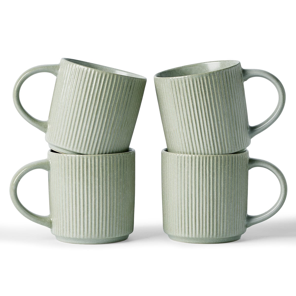 famiware Coffee Mug Set of 4, Star 12 oz Ceramic Mugs Cups Set with Handle