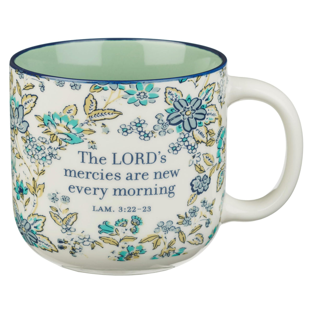 Christian Art Gifts Inspiring Ceramic Coffee Mug for Women: Lord Stood with Me Bible Verse, Microwave & Dishwasher Safe Novelty Cup, Sturdy Handle, Encouraging Gift for Women, Green Floral, 14 oz.