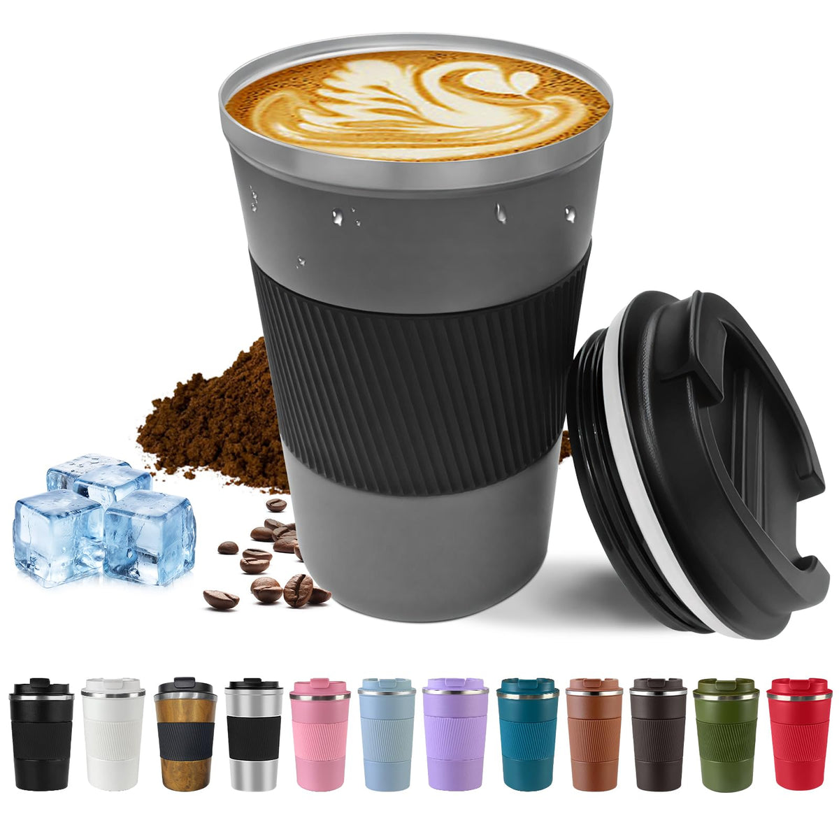 Vacuum Insulated Stainless Steel Travel Coffee Mug,Leak Proof Cup with Lid