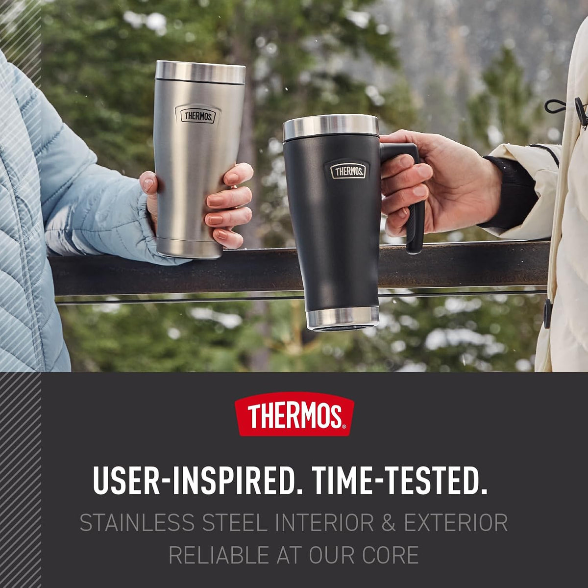 THERMOS ICON SERIES, Stainless Steel Mug, Matte Stainless Steel, 16 oz