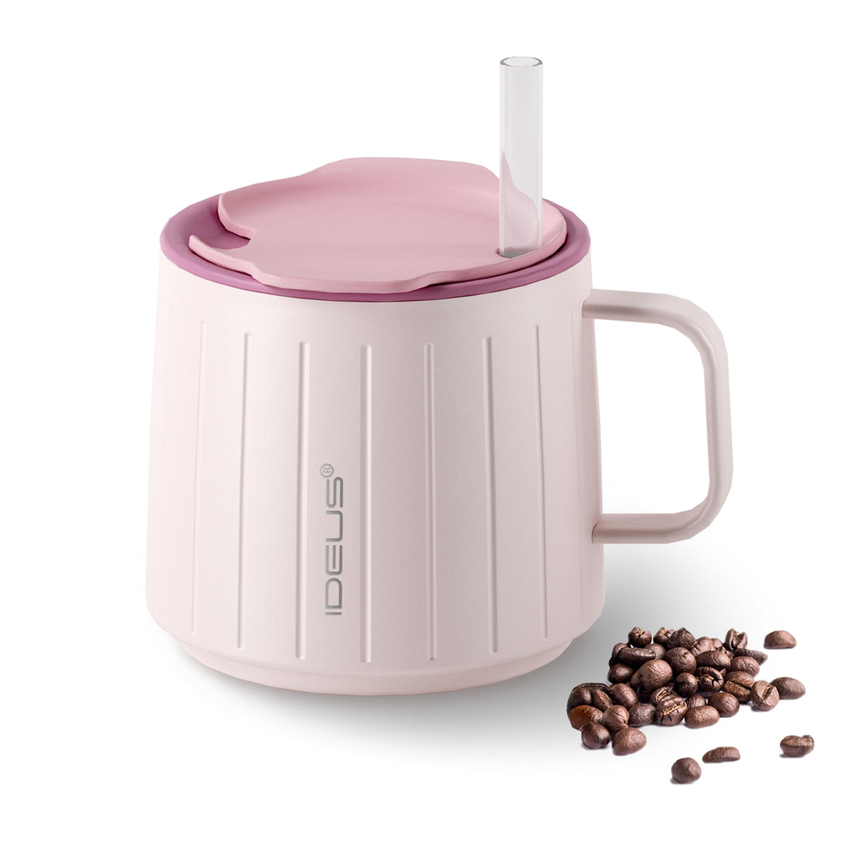 Ideus 16 oz Insulated Coffee Mug with Lid and Handle (Celadon, FUJI DAWN)