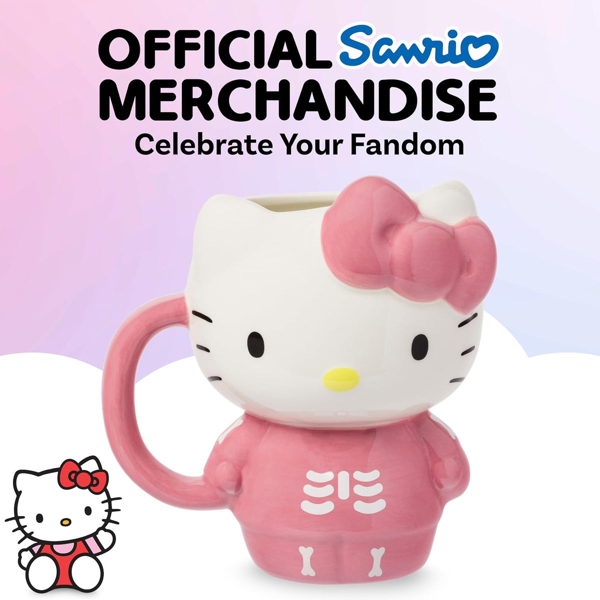 Silver Buffalo Sanrio Hello Kitty Spooky Skeleton, 3D Sculpted Mug, 20oz