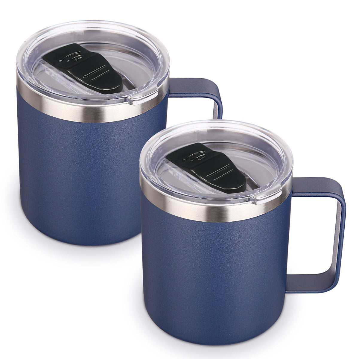 Volhoply 14oz Insulated Stainless Steel Coffee Mug with Lid Bulk 8 Pack,Double Wall Vacuum Travel Coffee Cup with Handle,Reusable Metal Cups Tumbler Cup, Camping Mugs,Ideal Gifts(Mix,8)