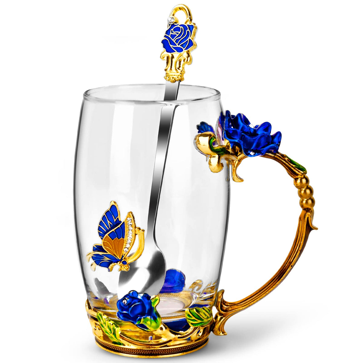 Tea Cup Glass Coffee Enamels Mug Gifts for Mom Women Christmas Birthday