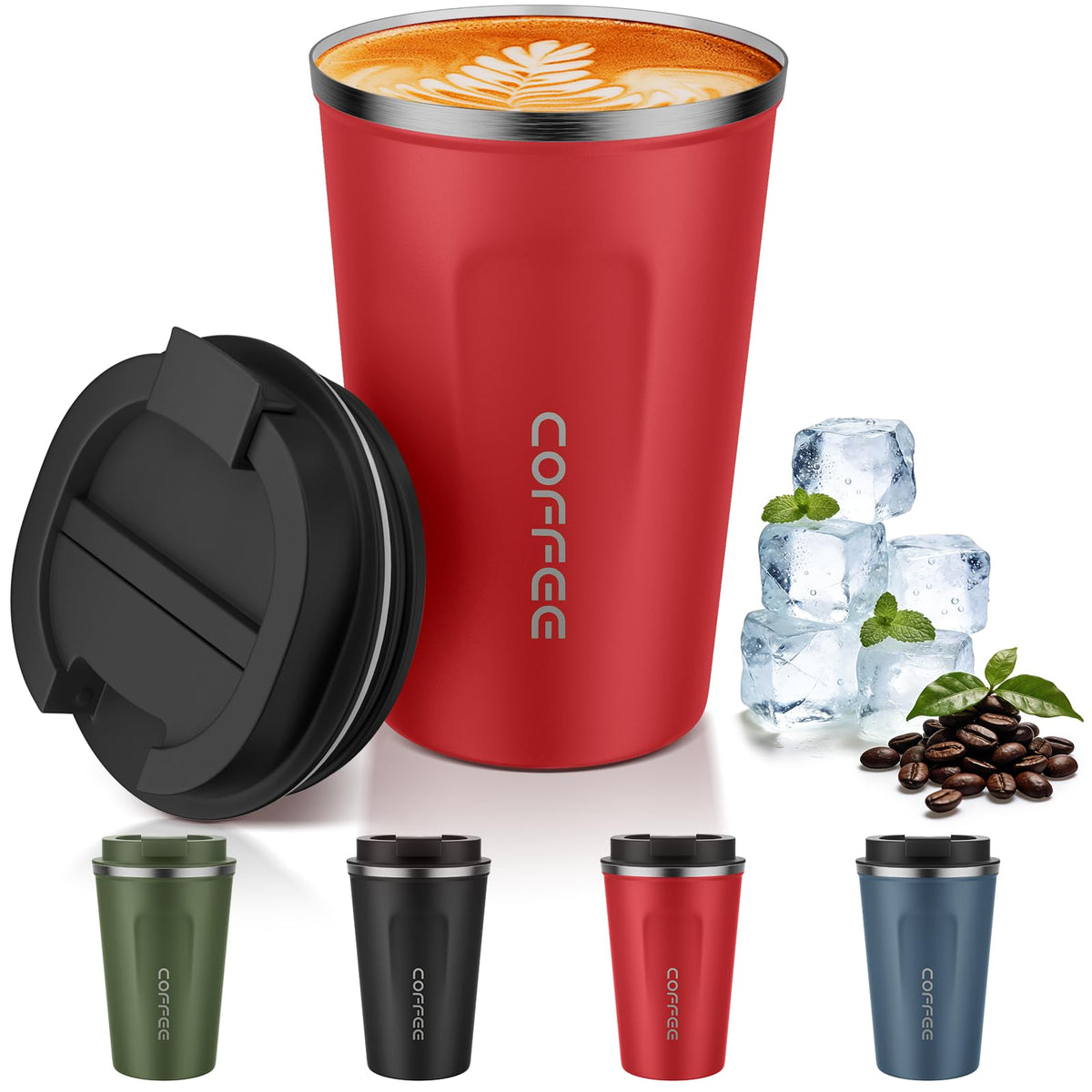 MOMSIV 12oz Travel Coffee Mug, Insulated Coffee Cup with Leakproof Lid