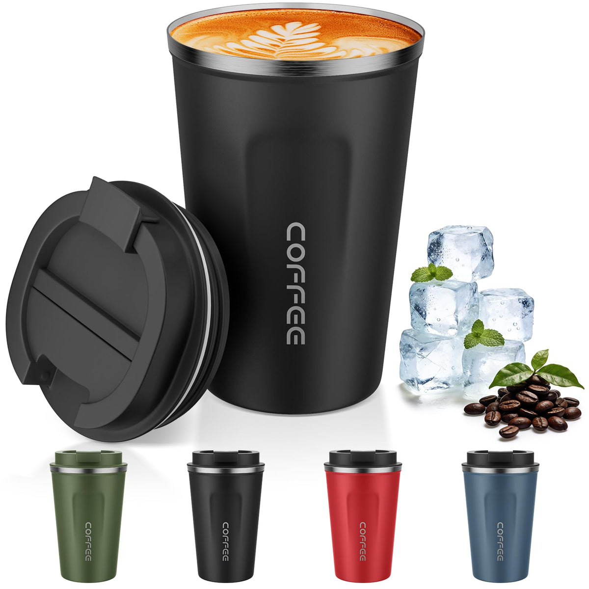 MOMSIV 12oz Travel Coffee Mug, Insulated Coffee Cup with Leakproof Lid