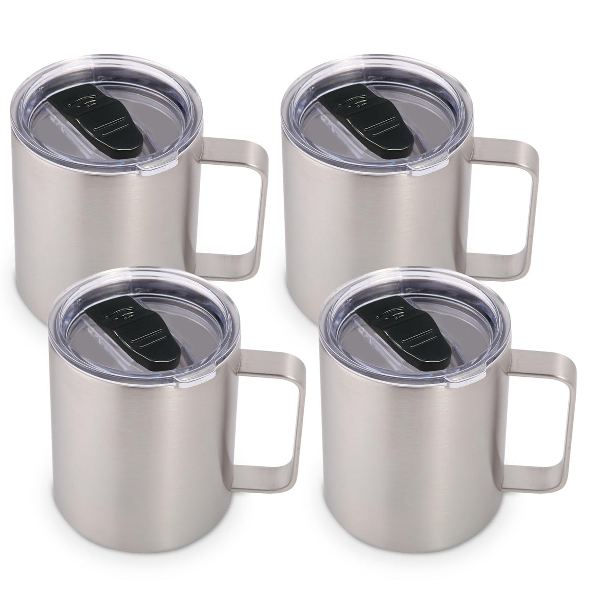Volhoply 14oz Insulated Stainless Steel Coffee Mug with Lid Bulk 8 Pack,Double Wall Vacuum Travel Coffee Cup with Handle,Reusable Metal Cups Tumbler Cup, Camping Mugs,Ideal Gifts(Mix,8)