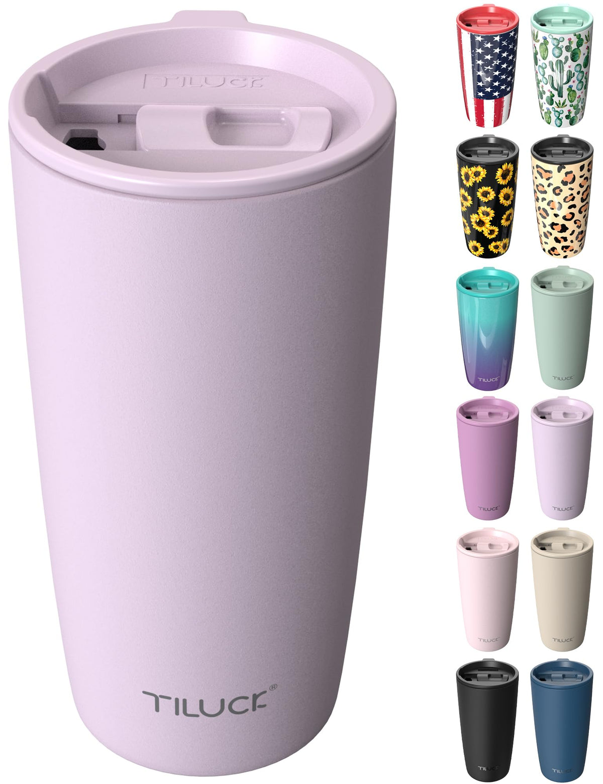 TILUCK 12 oz Insulated Coffee Mug with Lid and Handle