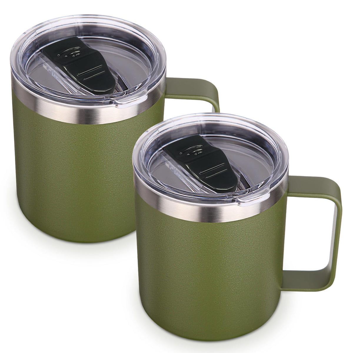 Volhoply 14oz Insulated Stainless Steel Coffee Mug with Lid Bulk 8 Pack,Double Wall Vacuum Travel Coffee Cup with Handle,Reusable Metal Cups Tumbler Cup, Camping Mugs,Ideal Gifts(Mix,8)