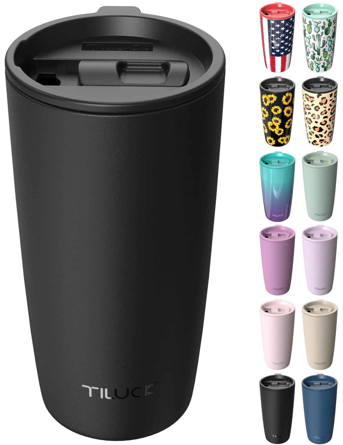 TILUCK 12 oz Insulated Coffee Mug with Lid and Handle