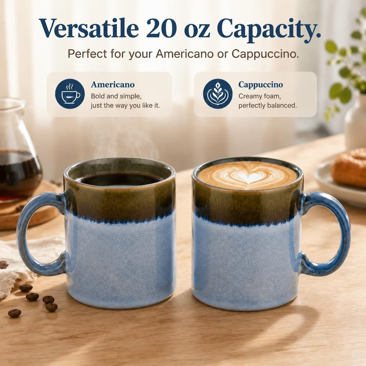 Large Coffee Mug, 20 oz Ceramic Coffee Mugs, Big Coffee Mug with Handle