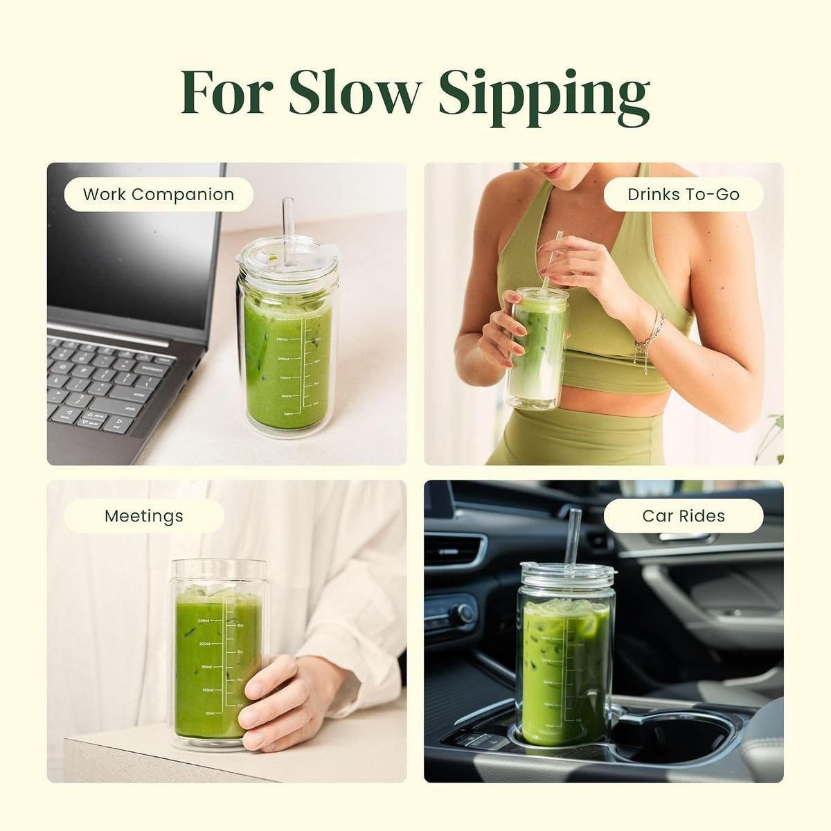 Crafti Slow Sippin' Glass Tumbler Replacement Lid