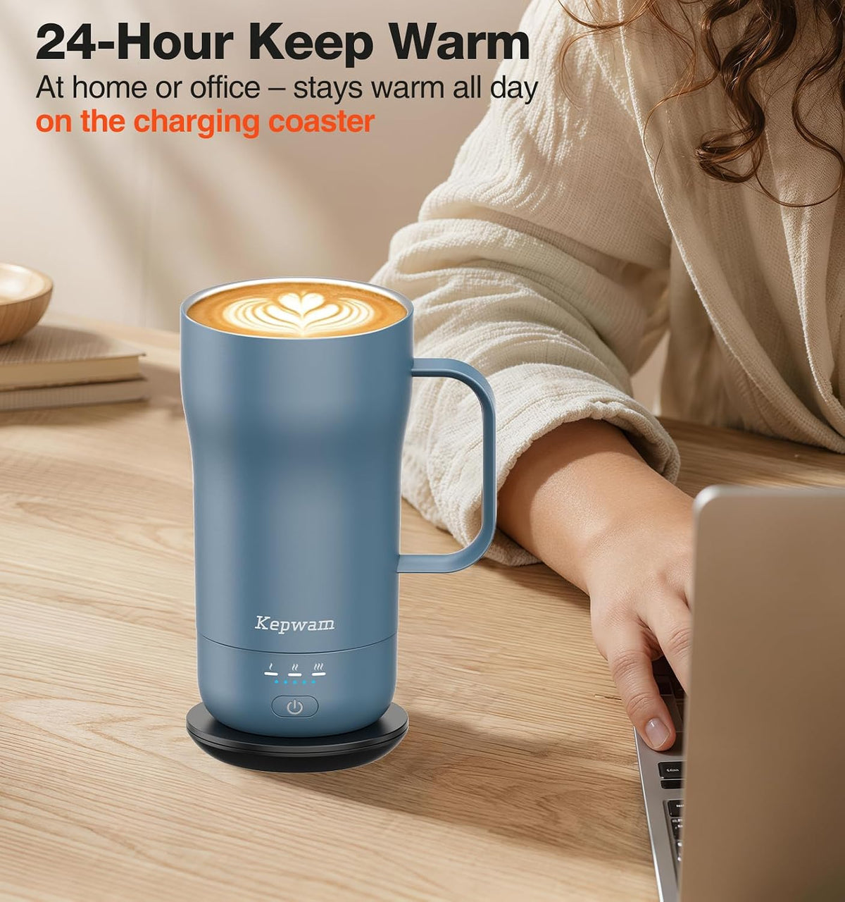 Kepwam Heated Coffee Mug T4, 16oz Smart Mug with Constant Temp Control