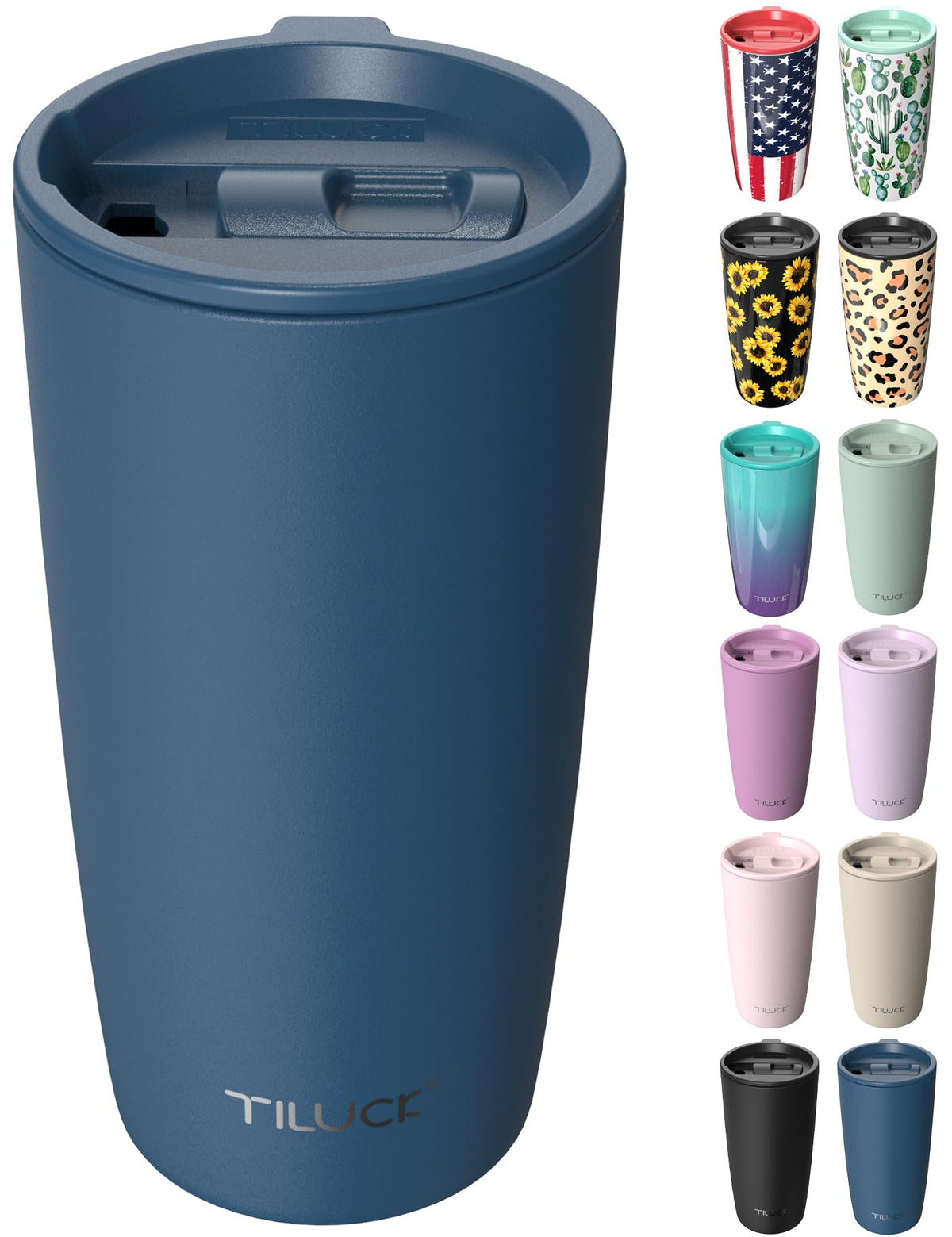 TILUCK 12 oz Insulated Coffee Mug with Lid and Handle