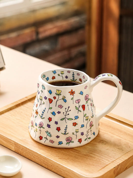 20oz Large Floral Coffee Mug with Big Handle, Mother's Day & Christmas Gift