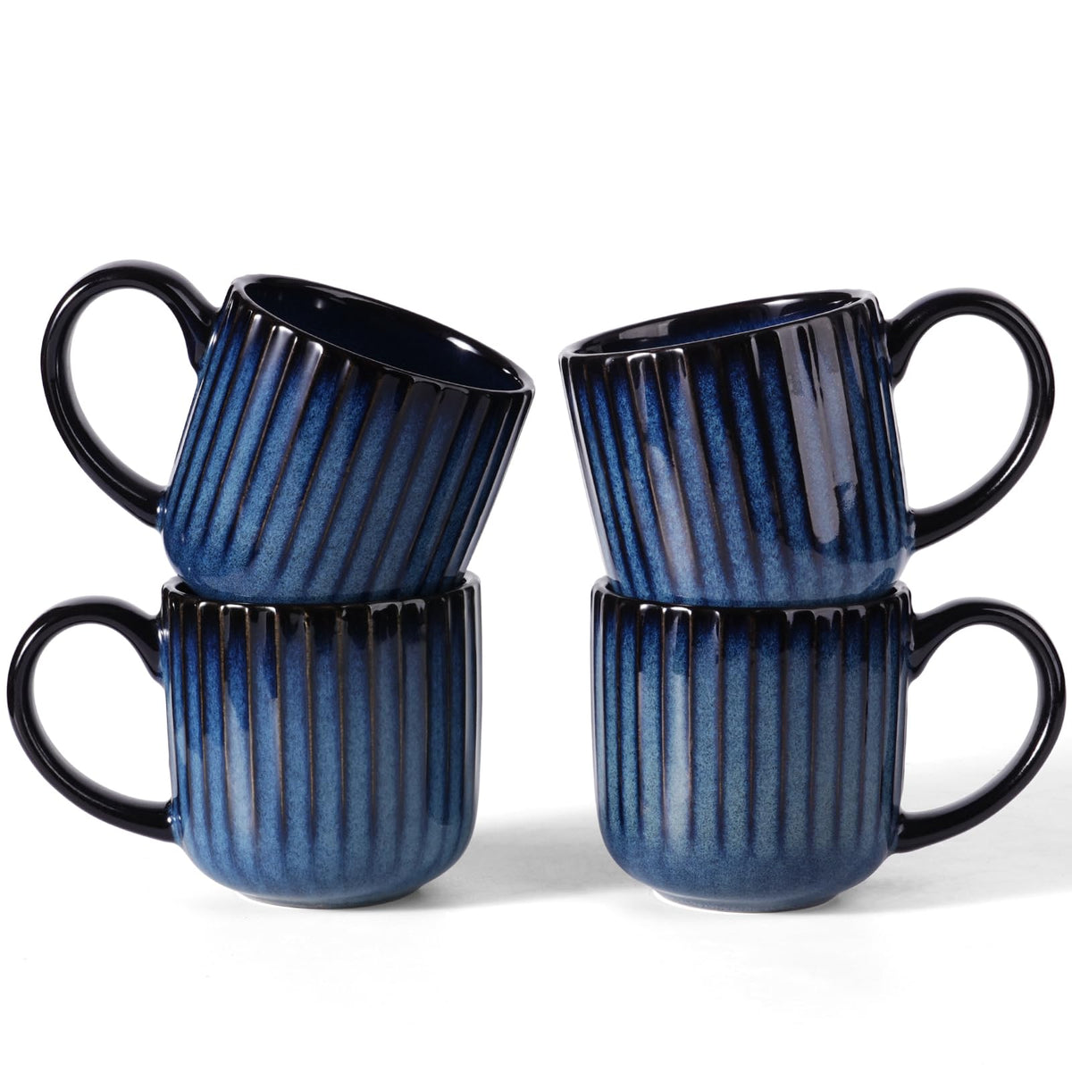 famiware Coffee Mug Set of 4, Star 12 oz Ceramic Mugs Cups Set with Handle
