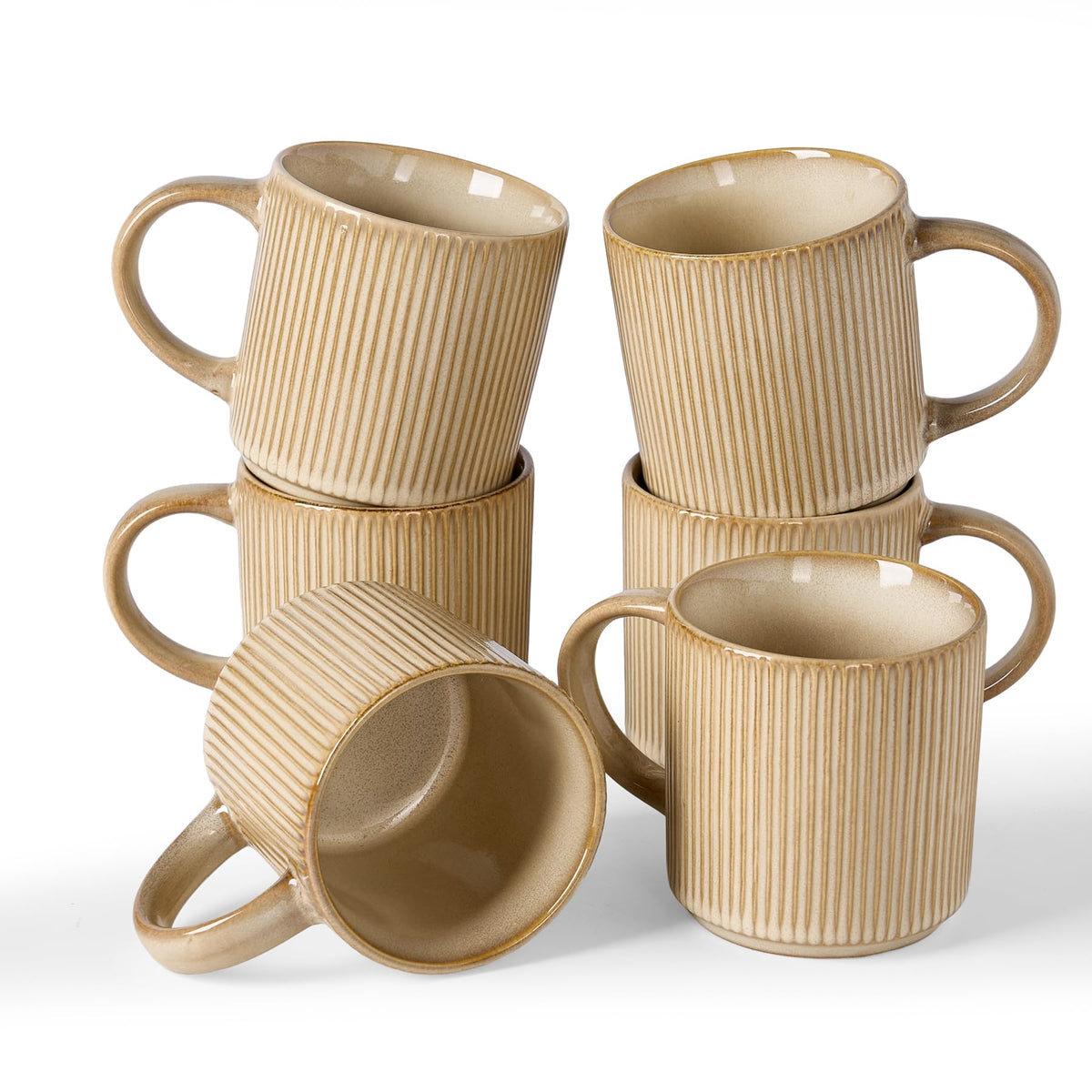famiware Coffee Mug Set of 4, Star 12 oz Ceramic Mugs Cups Set with Handle