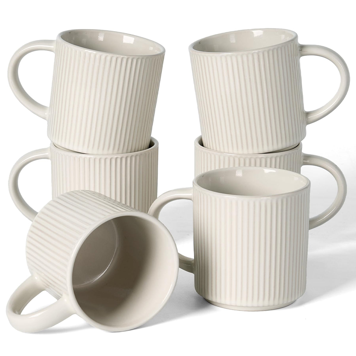 famiware Coffee Mug Set of 4, Star 12 oz Ceramic Mugs Cups Set with Handle