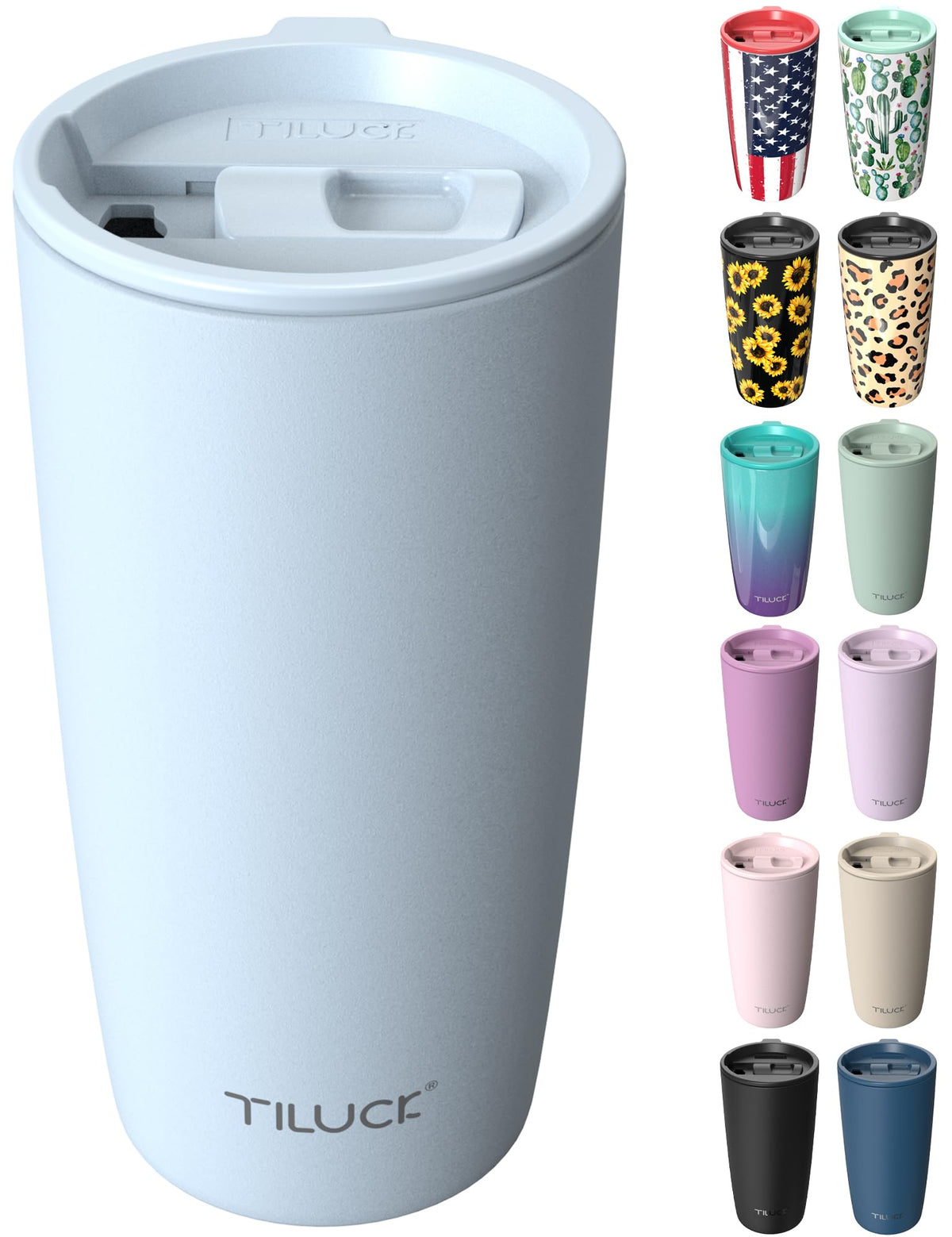TILUCK 12 oz Insulated Coffee Mug with Lid and Handle