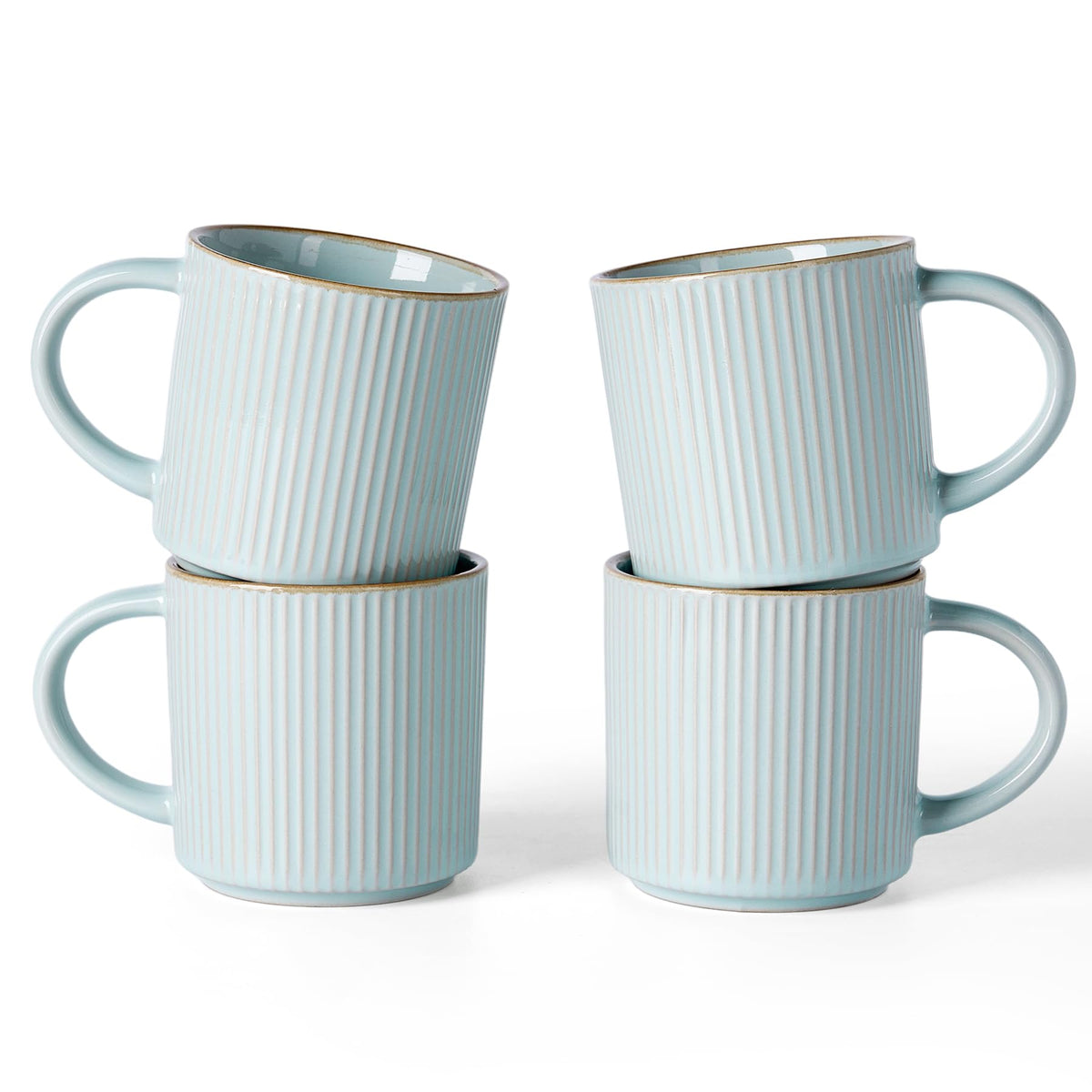 famiware Coffee Mug Set of 4, Star 12 oz Ceramic Mugs Cups Set with Handle