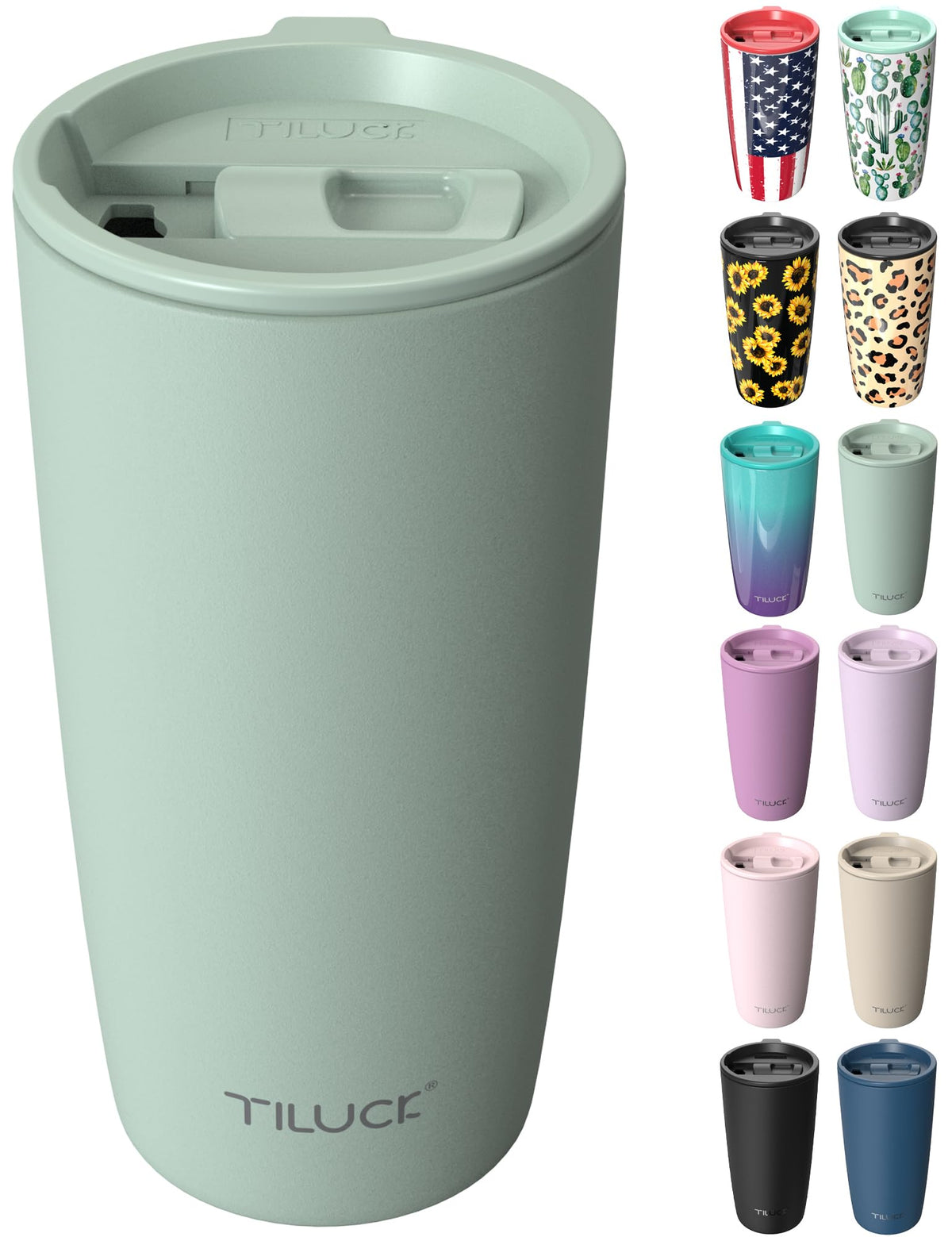 TILUCK 12 oz Insulated Coffee Mug with Lid and Handle