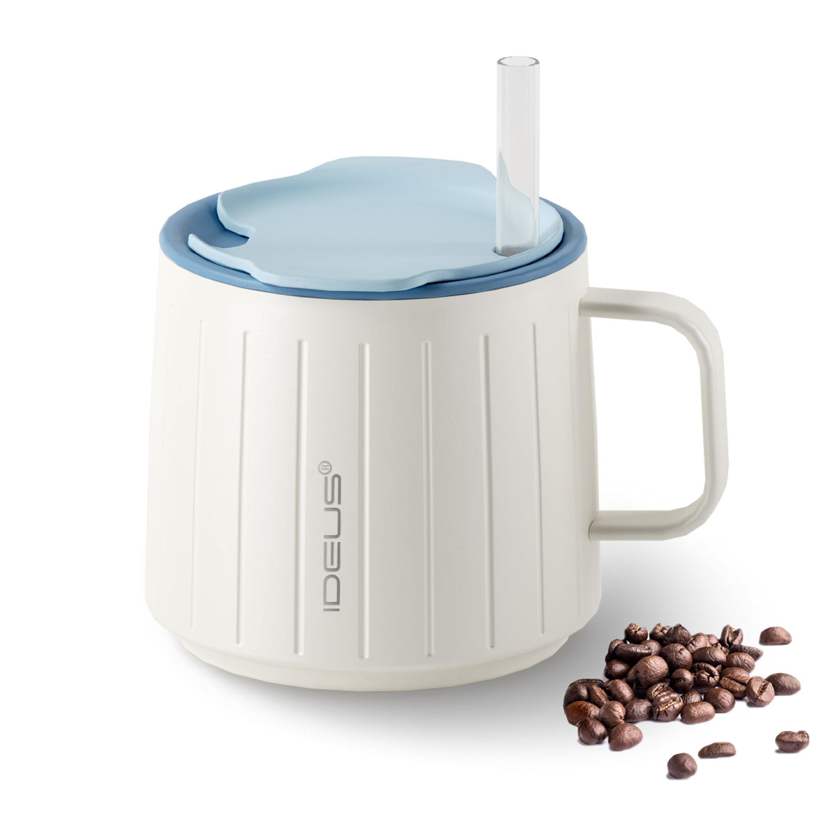 Ideus 16 oz Insulated Coffee Mug with Lid and Handle (Celadon, FUJI DAWN)