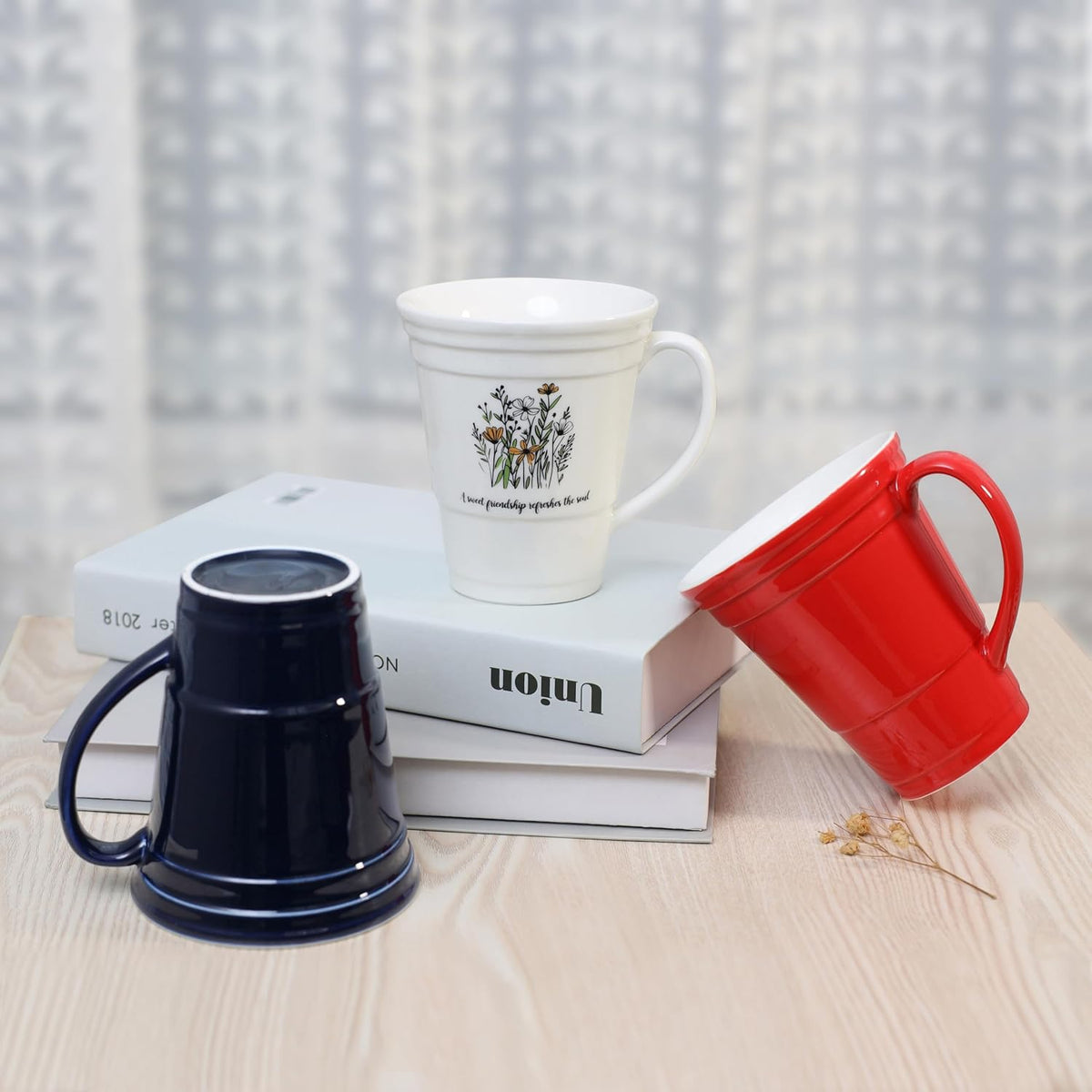 HOME SMILE Novelty Coffee Mug for Women Office Work,Ceramic 14 oz Large Coffee Cup,Mothers Day Birthday Gifts for Mom Female Friend Coworker,Red,Microwave & Dishwasher Safe