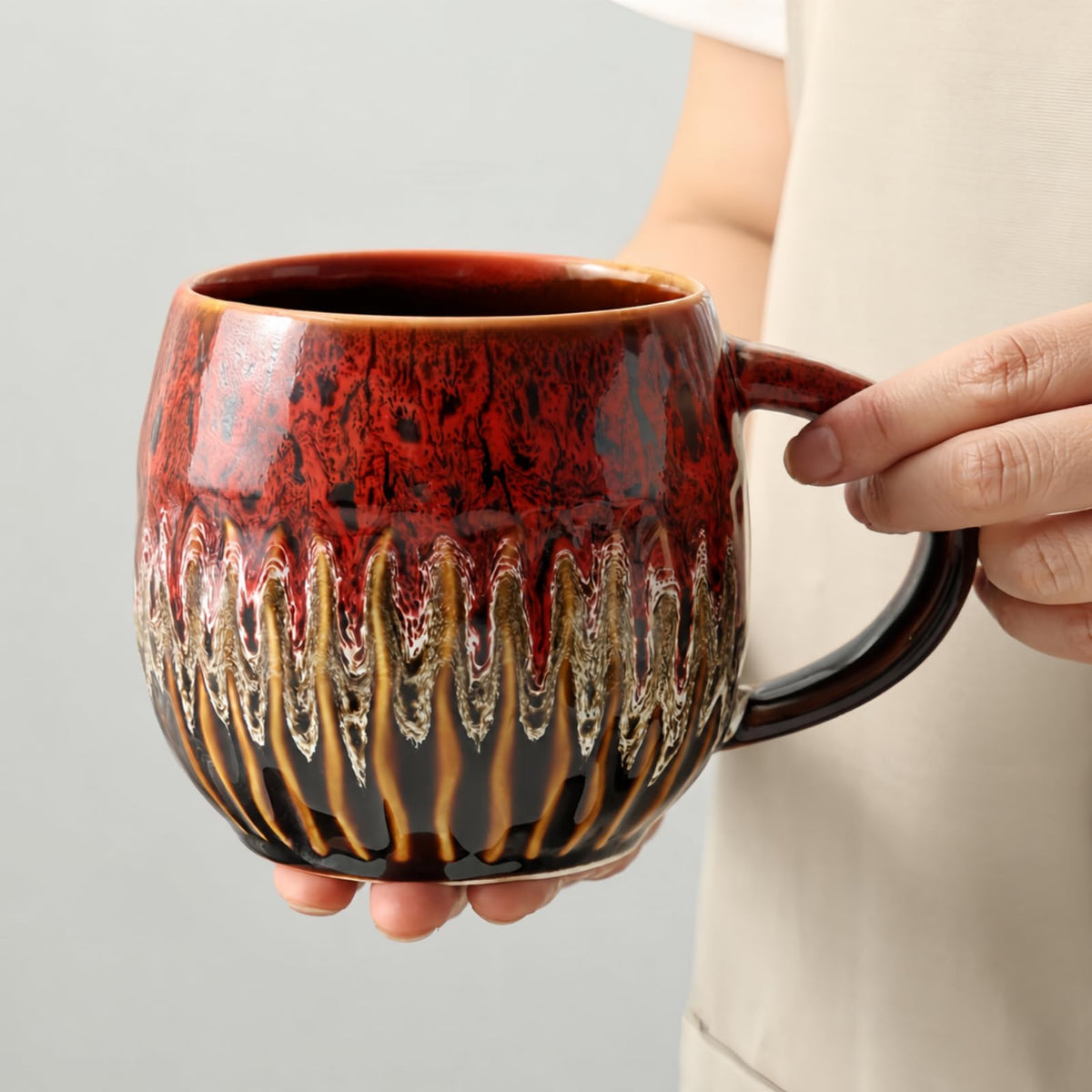 Large Ceramic Coffee Mug - 20oz Big Tea Cup, Red