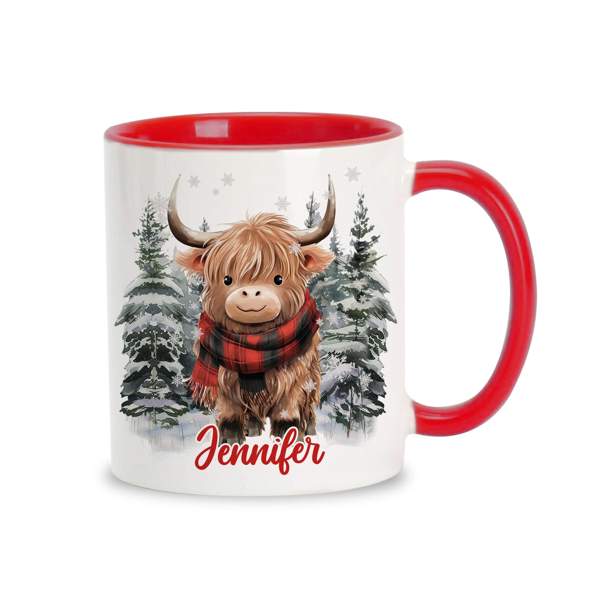 Hyturtle Fall Highland Cow Maple Leave Coffee Mug with Spoon Gift For Women