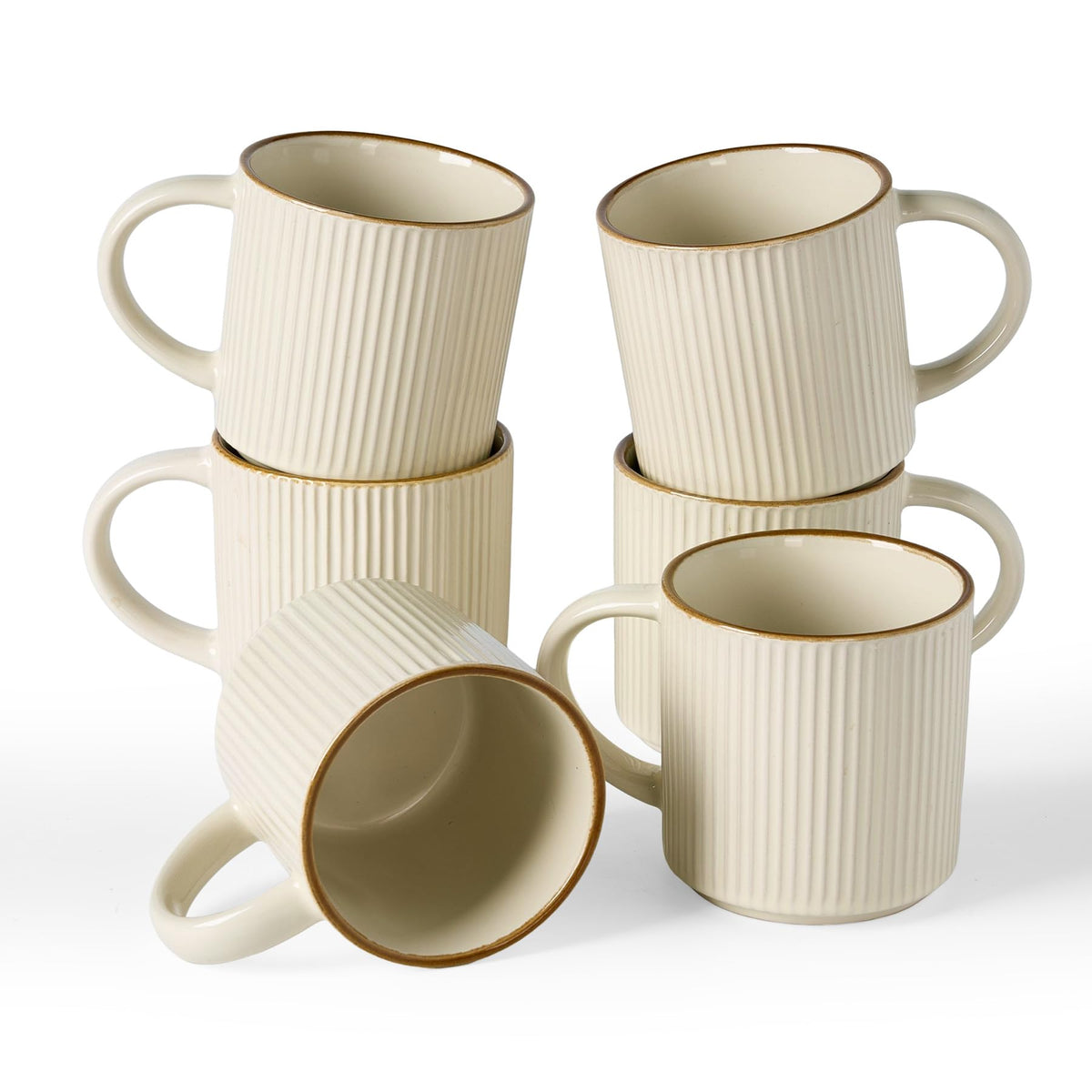 famiware Coffee Mug Set of 4, Star 12 oz Ceramic Mugs Cups Set with Handle