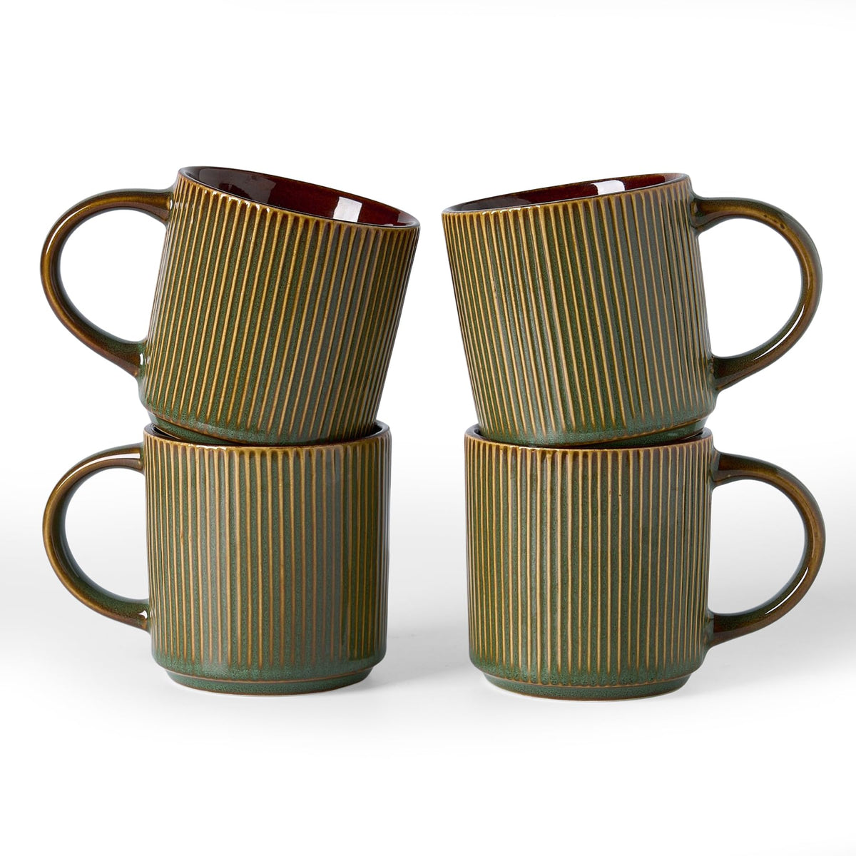 famiware Coffee Mug Set of 4, Star 12 oz Ceramic Mugs Cups Set with Handle