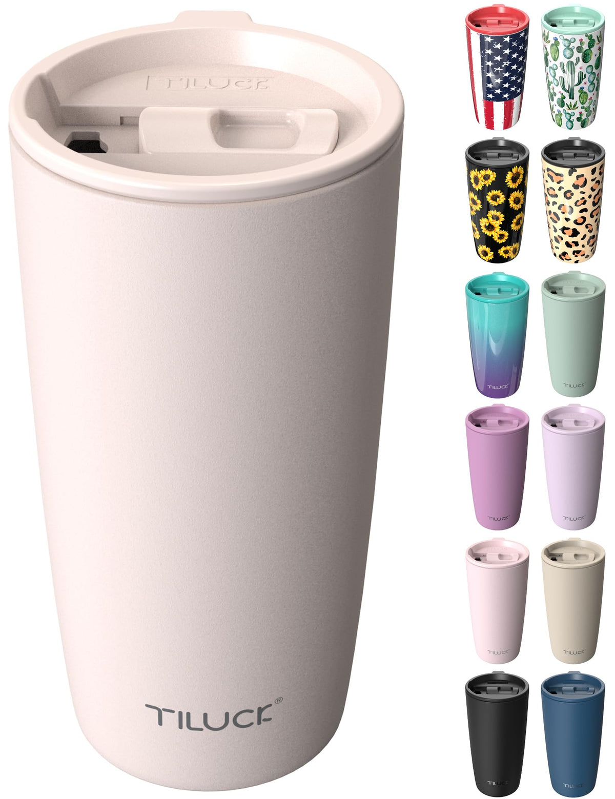 TILUCK 12 oz Insulated Coffee Mug with Lid and Handle