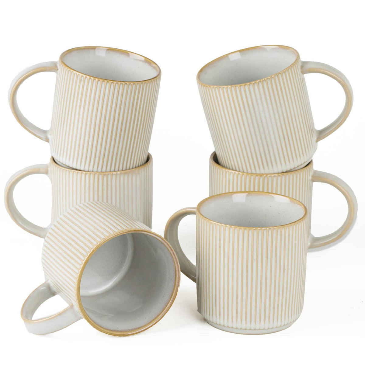 famiware Coffee Mug Set of 4, Star 12 oz Ceramic Mugs Cups Set with Handle