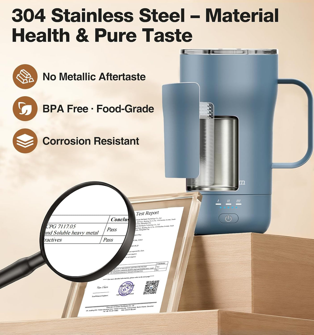 Kepwam Heated Coffee Mug T4, 16oz Smart Mug with Constant Temp Control