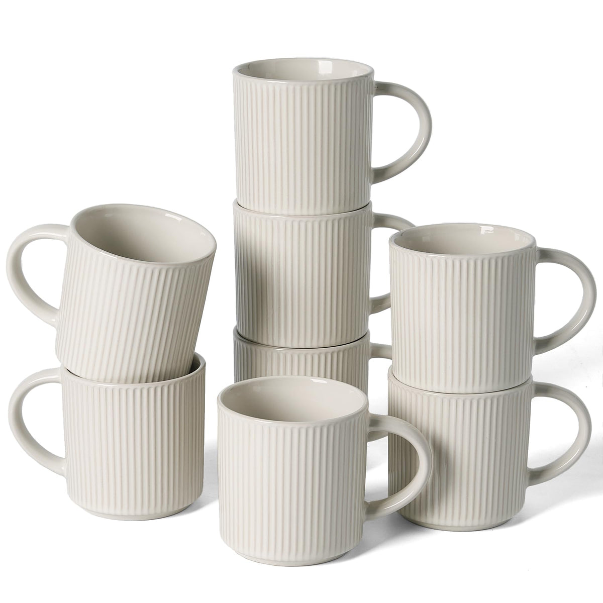 famiware Coffee Mug Set of 4, Star 12 oz Ceramic Mugs Cups Set with Handle