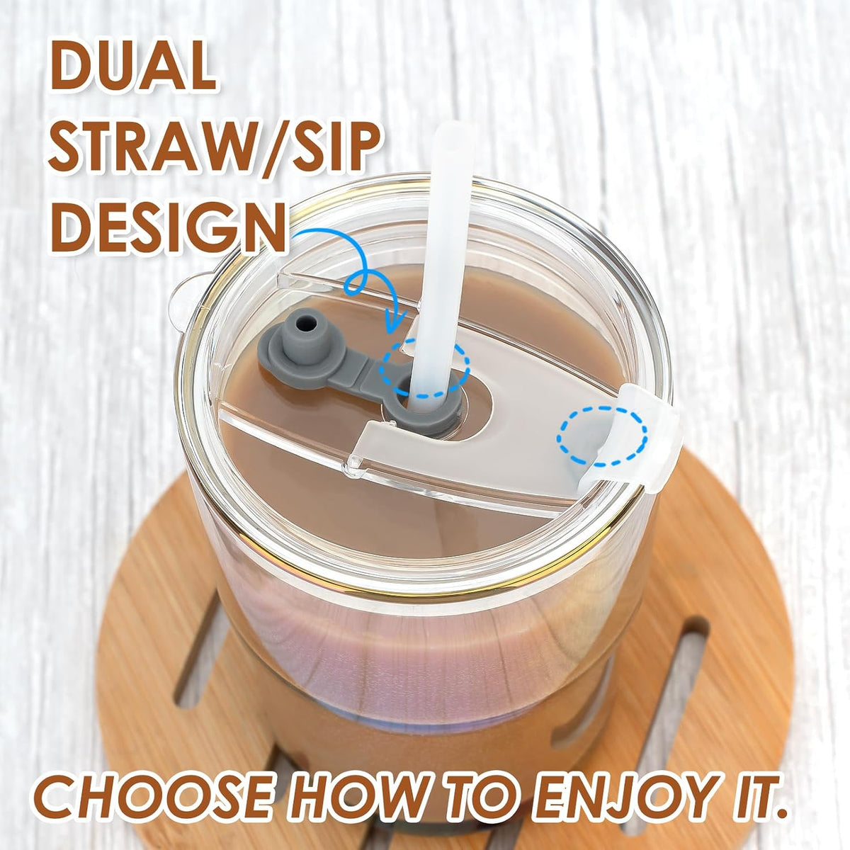 Luxfuel 13 oz Glass Cups with Lids and Straws Reusable Iced Coffee Tumbler