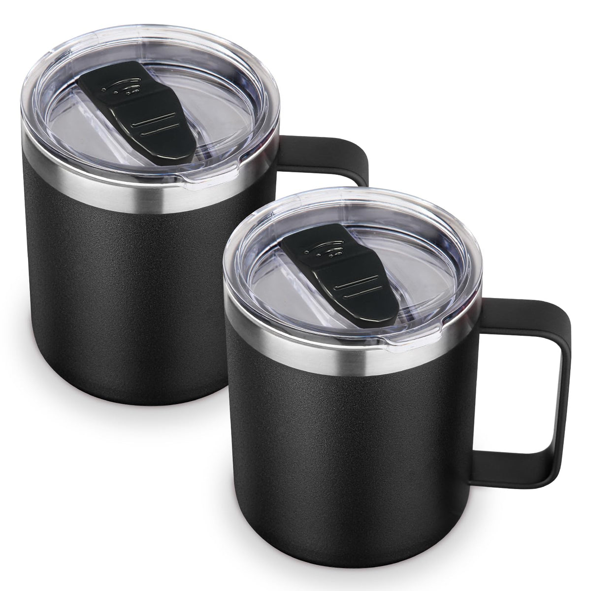 Volhoply 14oz Insulated Stainless Steel Coffee Mug with Lid Bulk 8 Pack,Double Wall Vacuum Travel Coffee Cup with Handle,Reusable Metal Cups Tumbler Cup, Camping Mugs,Ideal Gifts(Mix,8)