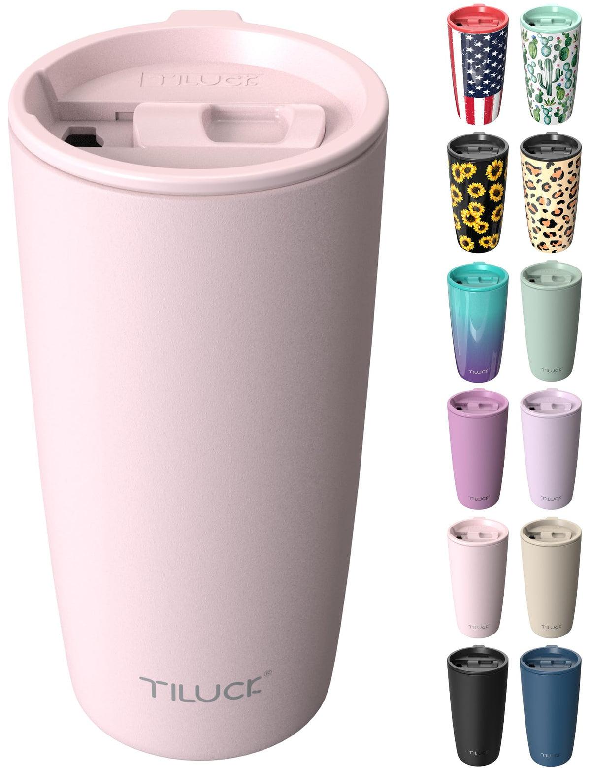 TILUCK 12 oz Insulated Coffee Mug with Lid and Handle