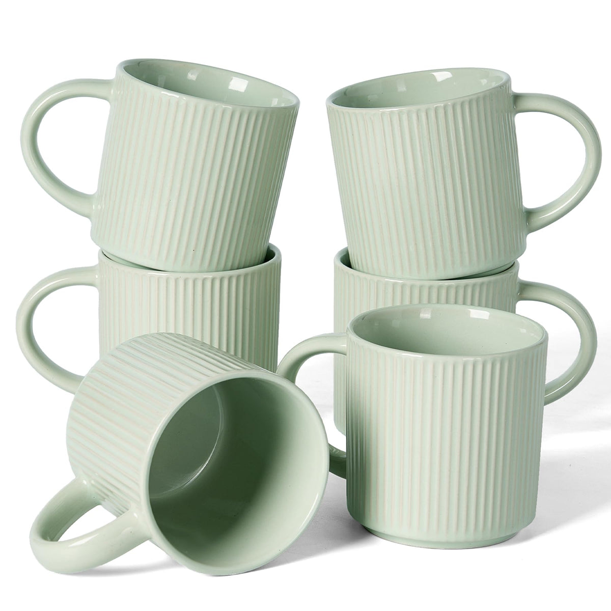 famiware Coffee Mug Set of 4, Star 12 oz Ceramic Mugs Cups Set with Handle