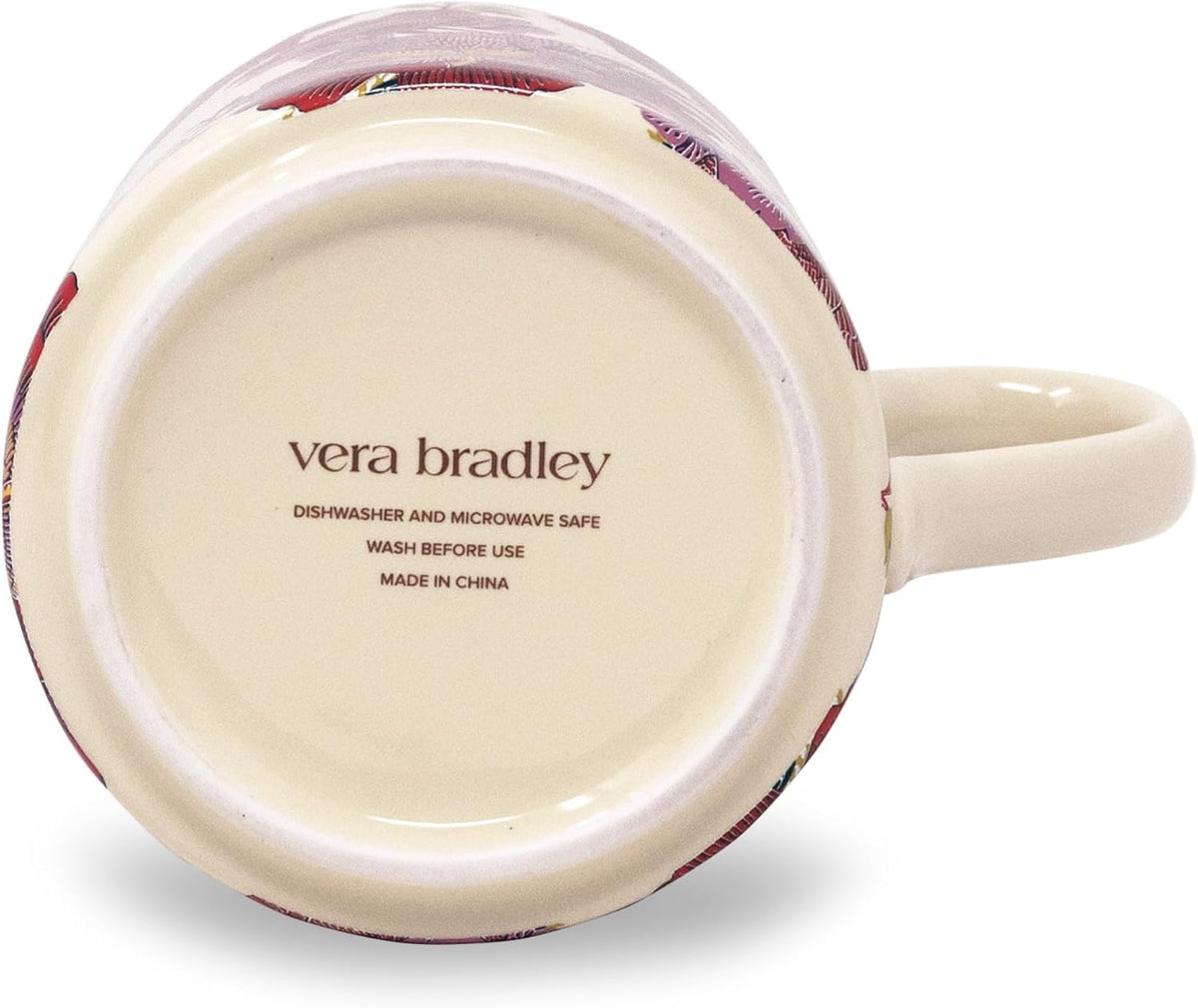Vera Bradley Ceramic Mug, 14 oz, Ink and Petal