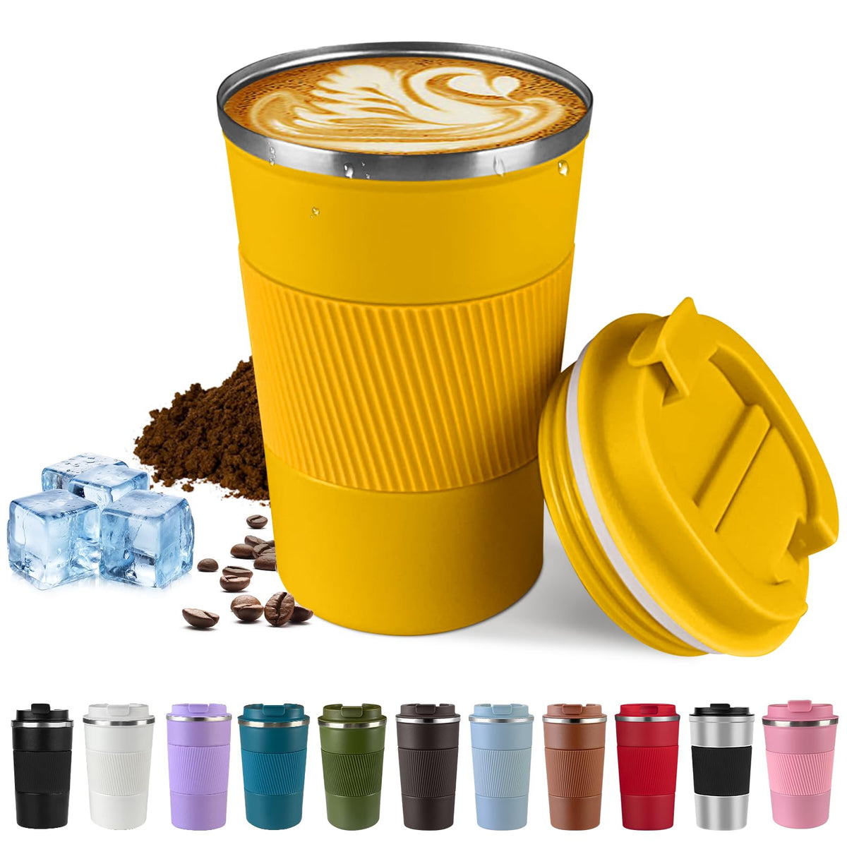 Vacuum Insulated Stainless Steel Travel Coffee Mug,Leak Proof Cup with Lid