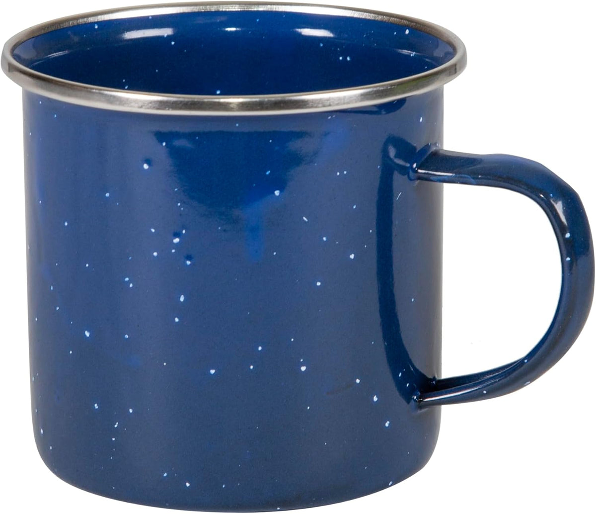 Stansport Enamel Coffee Mug with Stainless Steel Rim – Durable Camping Cup for Coffee, Tea & Hot Cocoa – For Backpacking, Hiking & RV – Classic Outdoor Style, Lightweight Drinkware, “Stay-Cool” Handle