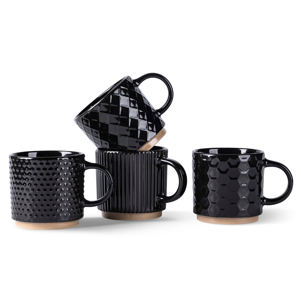 GBhome 15 OZ Stackable Coffee Mugs Set of 4, Ceramic Coffee Cups Set